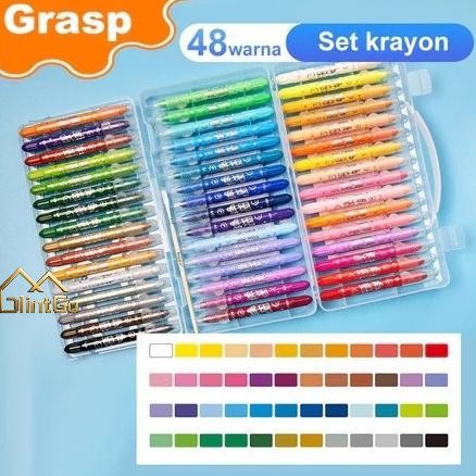 

Grasp Original 12/24/36/48 Warna Water Soluable Crayon Krayon Mewarnai Tidak Kotor Ditangan AST