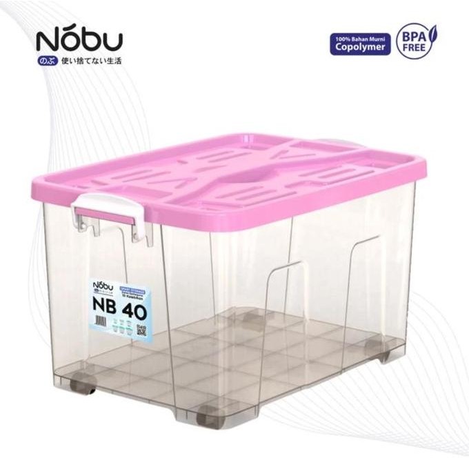 

Terlaris Nobu Container Box + Roda 40 Liter/ Kotak Penyimpanan Transparan Nb40
