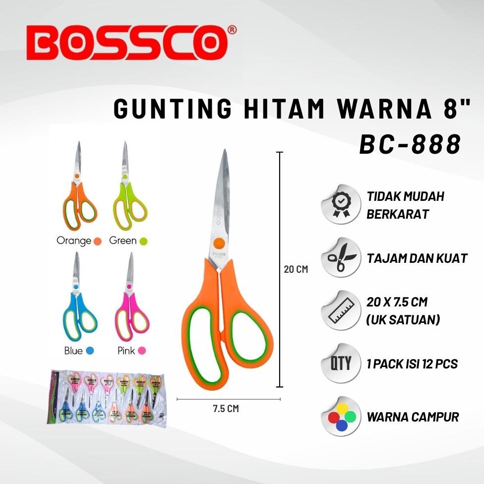 

Gunting Scissors BOSSCO BC-888 1 Lembar (12 Pcs) AST