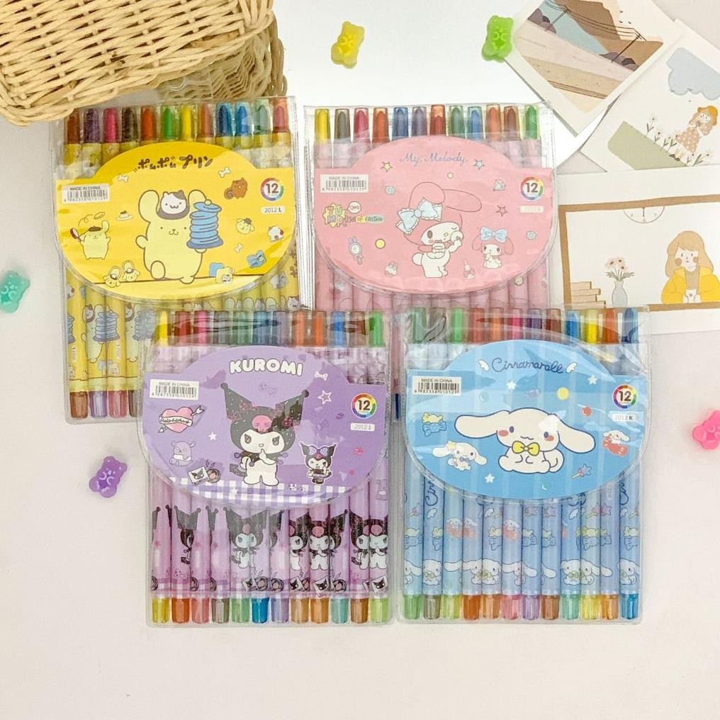 

KRAYON CRAYON COLORING MEWARNAI MODEL ROLLING TWIST ISI 12 PCS SELUSIN LUSINAN KARAKTER SANRIO KUROMI MY MELODY POMPOMPURIN CINAMOROLL ATK FANCY LUCU UNIK TERMURAH READY GROSIR COD AST