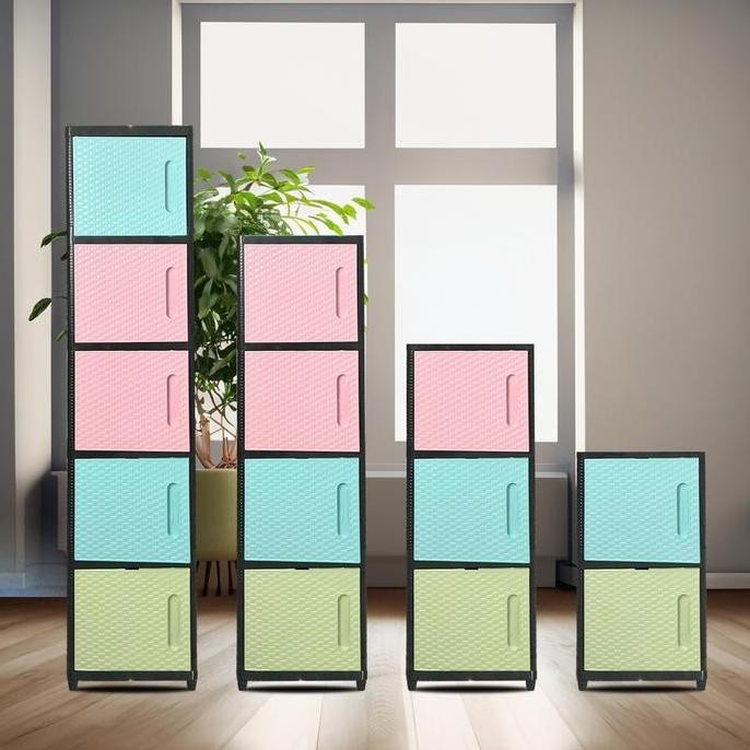 

Terlaris Lemari Plastik 1 Pintu Tempat Helm Organizer Rak Serbaguna Susun 3 .4.5 Estetik Furniture