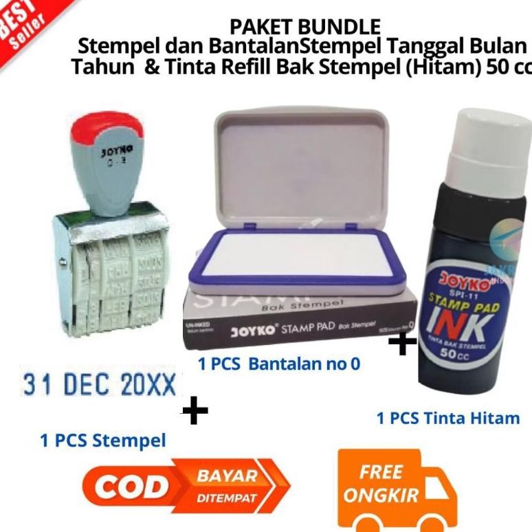 

[JIB] BAYAR DI TEMPAT PAKET Stempel DAN BANTALAN CETAK Tanggal Bulan Tahun 1 Warna JOYKO Kenko D-3 Dater Stamp - D-3 /PCS & Tinta Refill Bak Stempel (Hitam) 50 cc JOYKO SPI-13 Stamp Pad Ink [PBF] AST