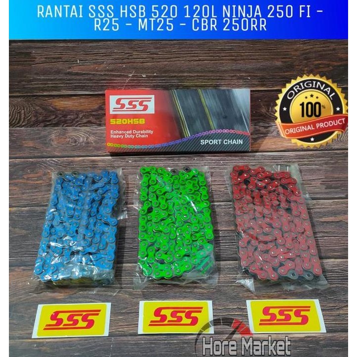 RANTAI SSS HSB 520 120L WARNA NINJA 250 FI OLD NEW R25 CBR 250RR CBR 250 MT 25 ZX25R ZX-25R Z250 Z1 