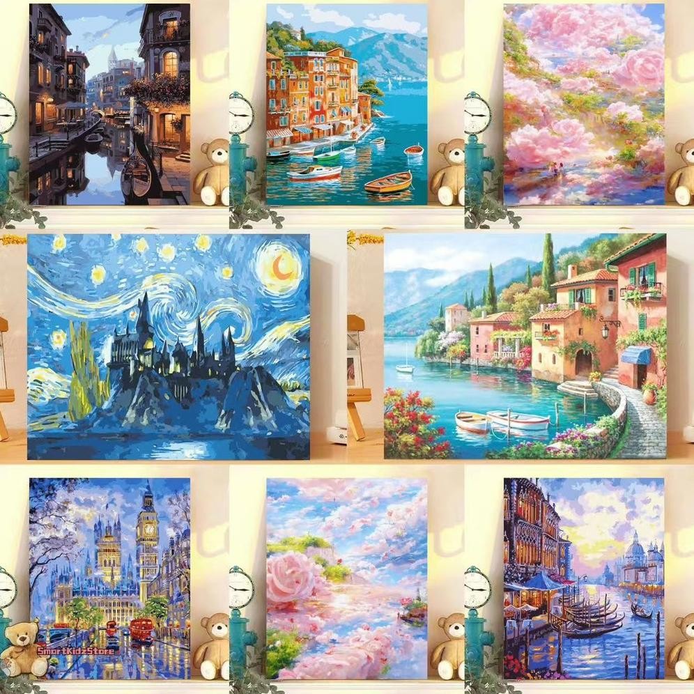 

40x50CM Ada Frame Paint By Number Nature Series DIY Digital Painting Canvas Aesthetic Kanvas Lukis AST