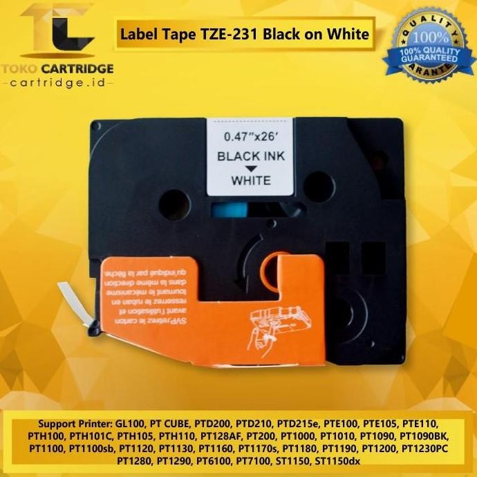 

Label Tape Tze231 12Mm X 8M Black On White Gl100 Ptd200 Ptd210 Ptd215E New Stok