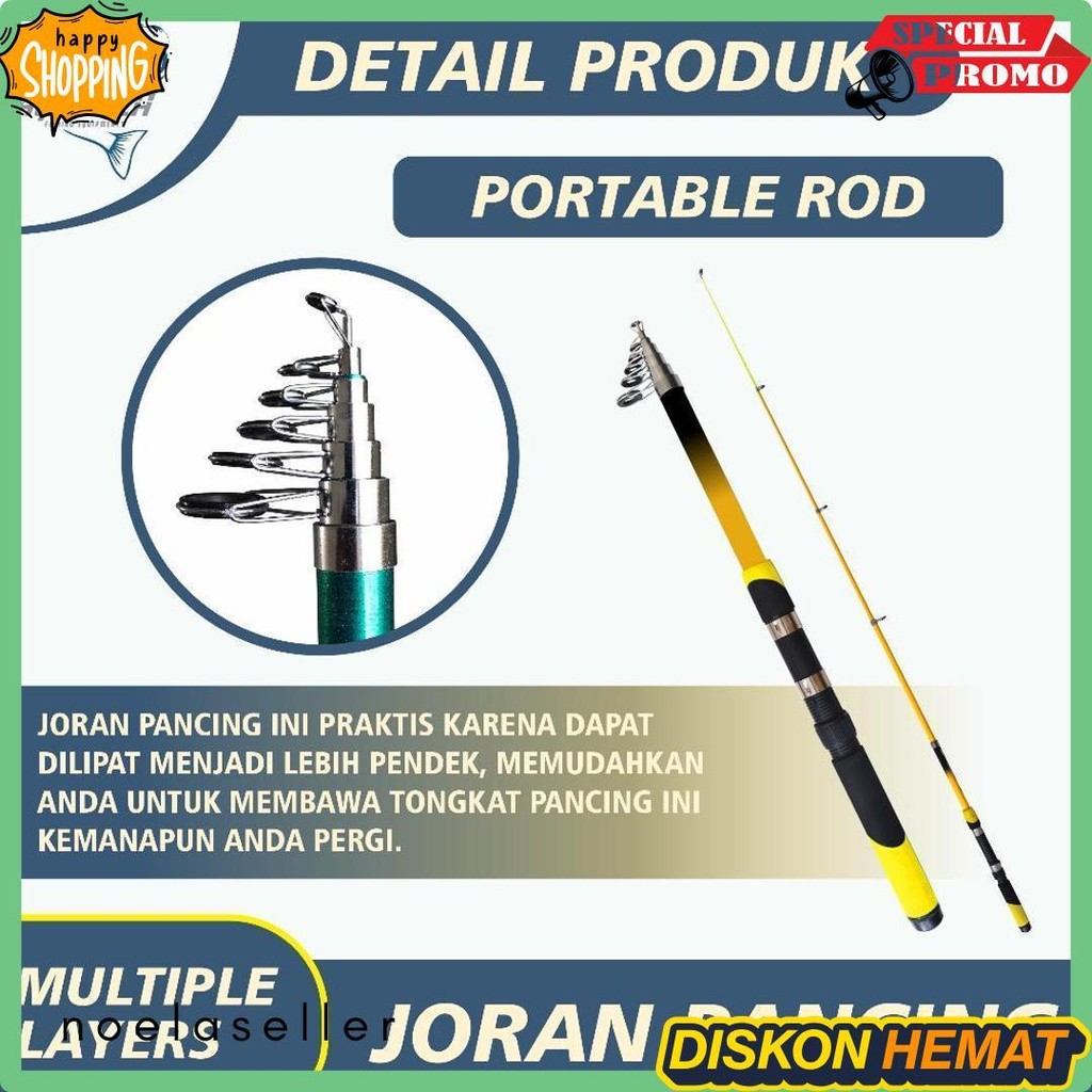 Aquasea Joran Pancing Bosemani Panjang 1.50M S/D 3.00M  Pancingan  Alat Pancing Ikan Mancing Danau D