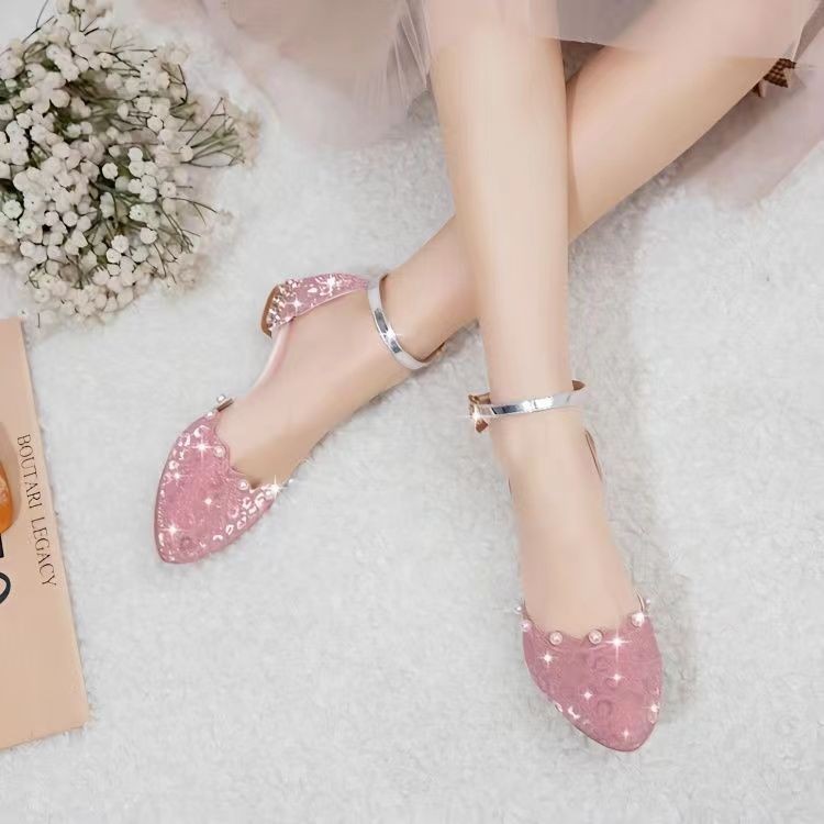 New Style Little Girls Crystal Sandals Summer Children's High Heels