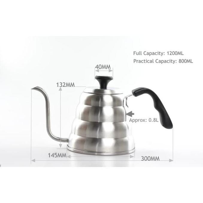 Onetwocup Kettle Teko Stainless Steel Leher Angsa 1 Liter Masak Kompor