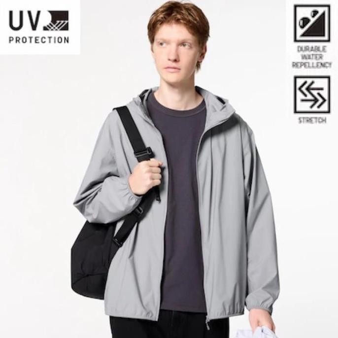 Uniqlo Jaket Parka Saku Uv Cut Pria Gray (Best Quality)