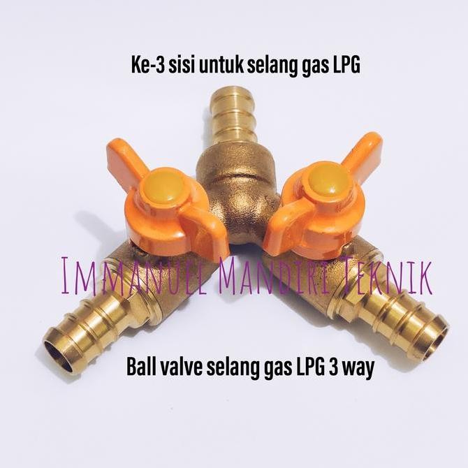 Ball Valve Gas Lpg Cabang 3 / Stop Kran Gas 3 Way Lpg Heavy Duty