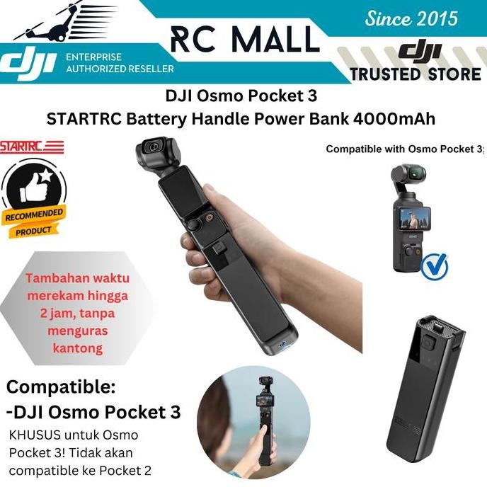 Tersedia Battery Handle Power Bank DJI Osmo Pocket 3 Charger Baterai Kamera Battery Camera Gimbal Po