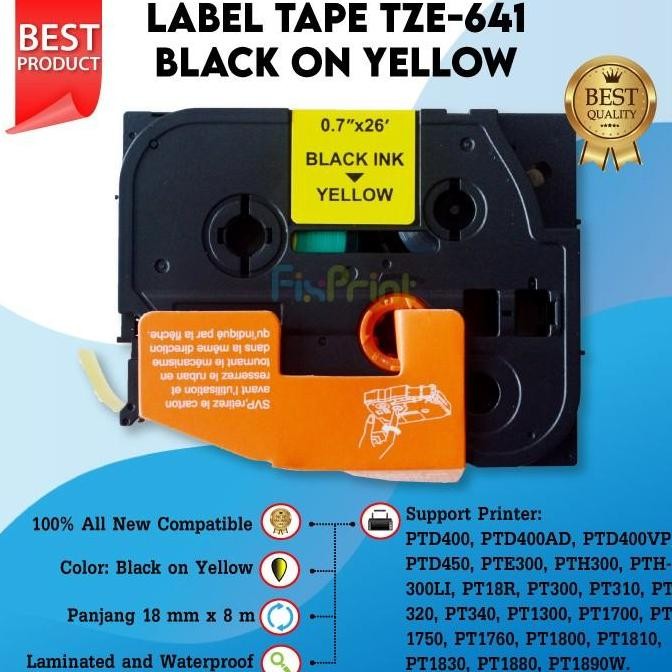 

Label Tape Bro Tze 641 18Mm Black On Yellow Pt-D600 E300Vp E850Tkw New Stok