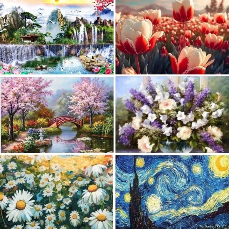 

Canvas Painting By Number Lukisan Kanvas Paint By Numbers 40x50cm AST