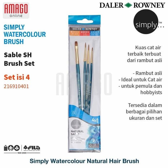 

DALER-ROWNEY Simply Watercolour Sable SH Brush Set 4 pcs - 216910401 - Kuas Cat Air AST