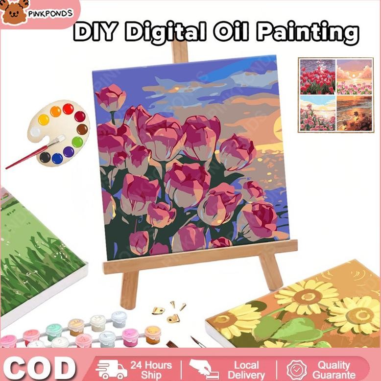 

Pinkponds DIY 20x20cm Paint Kit Digital Painting Kit Kanvas Painting Dengan Kayu Frame Wall Decoration AST