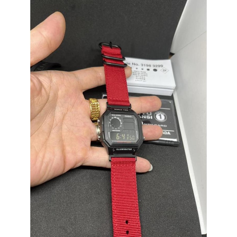 Murah Casio Ae-1200 Royale Stealth Black Strap Nato Military Style Black Ops Custom Casio Mod Royale