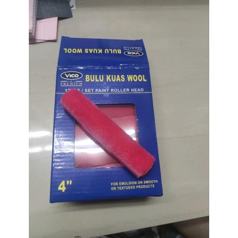 

[12] WOL BULU ROL KAPAL WOL MERAH MINYAK 4 INCH REFILL VICO / 1 KOTAK 12 BUAH AST