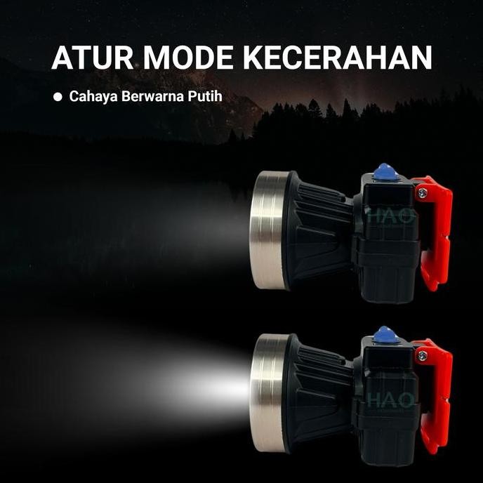 Senter Kepala Headlight LED / Senter Kepala Travel / Senter Kepala Charger HSK-9650 LED Putih