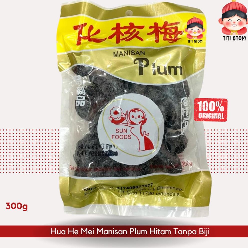 

Hua He Mei Manisan Plum Kering Hitam Tanpa Biji Imlek Sincia 300g