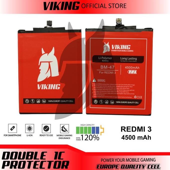 Baterai Viking Xiaomi Redmi 3 3S 3X 3 Pro Bm47 Double Power
