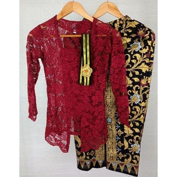 Setelan Kebaya Sofia Lengan Panjang Rok Panjang Dan Obi Kebaya Bali Modern One Set Kebaya Kutubaru B