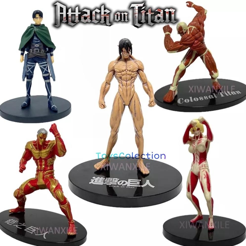 ACTION FIGURE ATTACK ON TITAN EREN YEAGER LEVI ANNIE REINER BRAUN ARMORED COLOSSAL TITAN FORM TOPPER