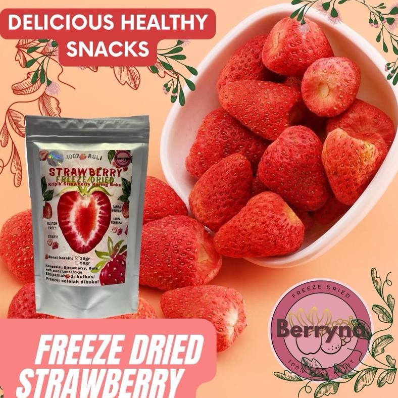 

Berryna 30g Strawberry Freeze dried snack keripik Buah Strawberry sehat cemilan Garing