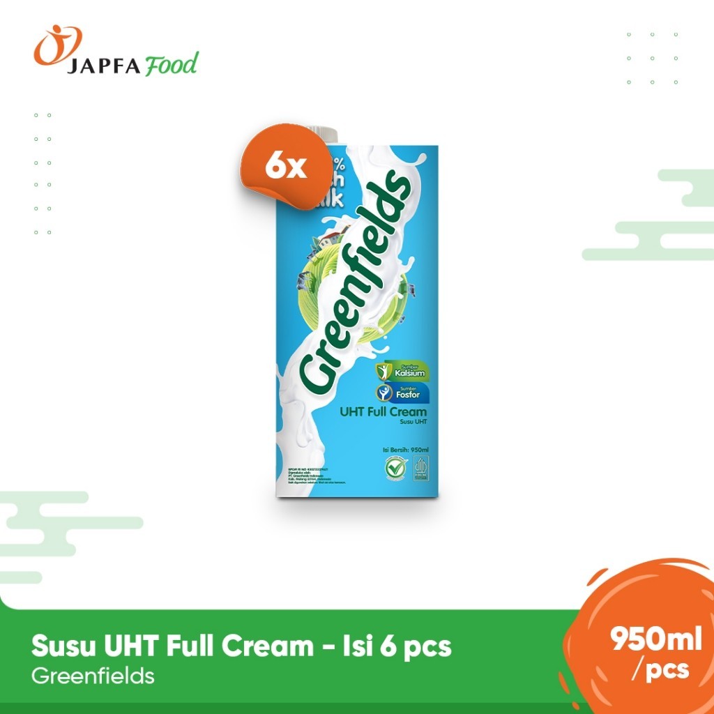 

Greenfields Susu UHT Full Cream 950ml - Isi 6 pcs - 100% Fresh Milk dari Greenfields Farm
