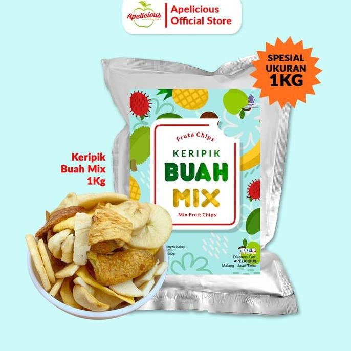 

Apelicious Keripik Buah Mix Extra Keripik Sayur / Keripik Buah Mix / Keripik Sayur Mix 1Kg - Food, Kripik, Camilan, Chips, Kering