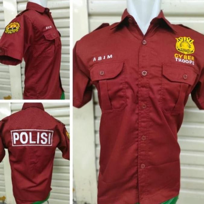 Kemeja humas Polri full Bordir kemeja polisi seragam humas Polri