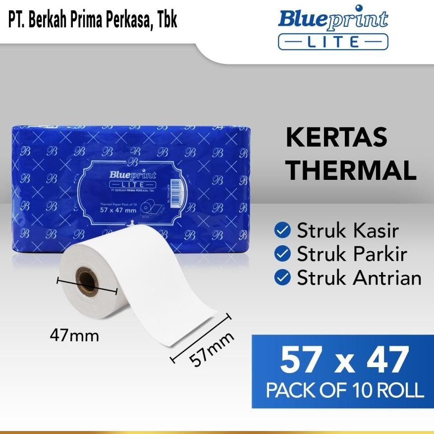 

BLUEPRINT KERTAS THERMAL LITE 57x47 mm, 57 x 47 mm - 1 Pack (10roll) AST