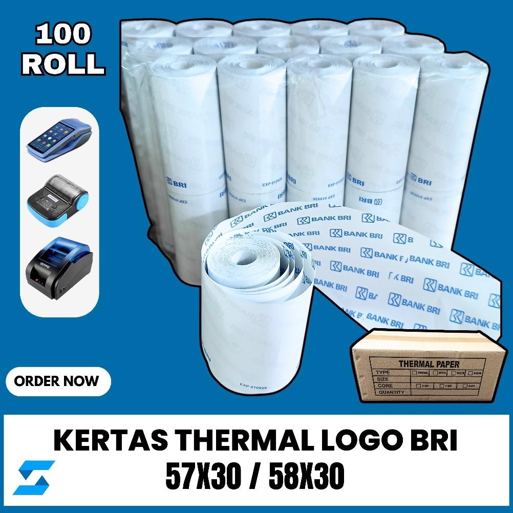 

KERTAS THERMAL EDC LOGO BRI 57X30 /58X30 ISI 100 ROLL AST