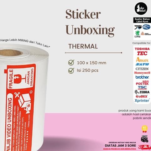 

Label Thermal 100x150 mm Stiker Video Unboxing Resi Pengiriman A6 Isi 250 PCS AST