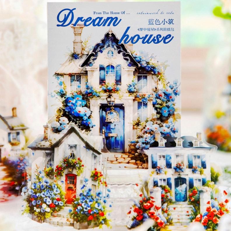 

(8BB) sticker transparan rumah vintage cantik bunga flower house home journaling AST