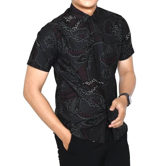 Baju Batik Pria Slimfit Kemeja Lengan Pendek Premium Kode 2021