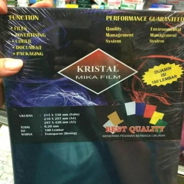 

PLASTIK MIKA BENING 0.20 MM MERK KRISTAL F4 /A4 / FACE SHIELD AST