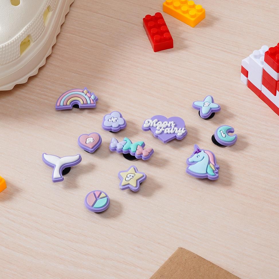 Ataru Set 11 Pcs Aksess Sandal Purple Series Shoes Charm Bitz Sendal Bits Sandal Hiasan Sepatu Senda