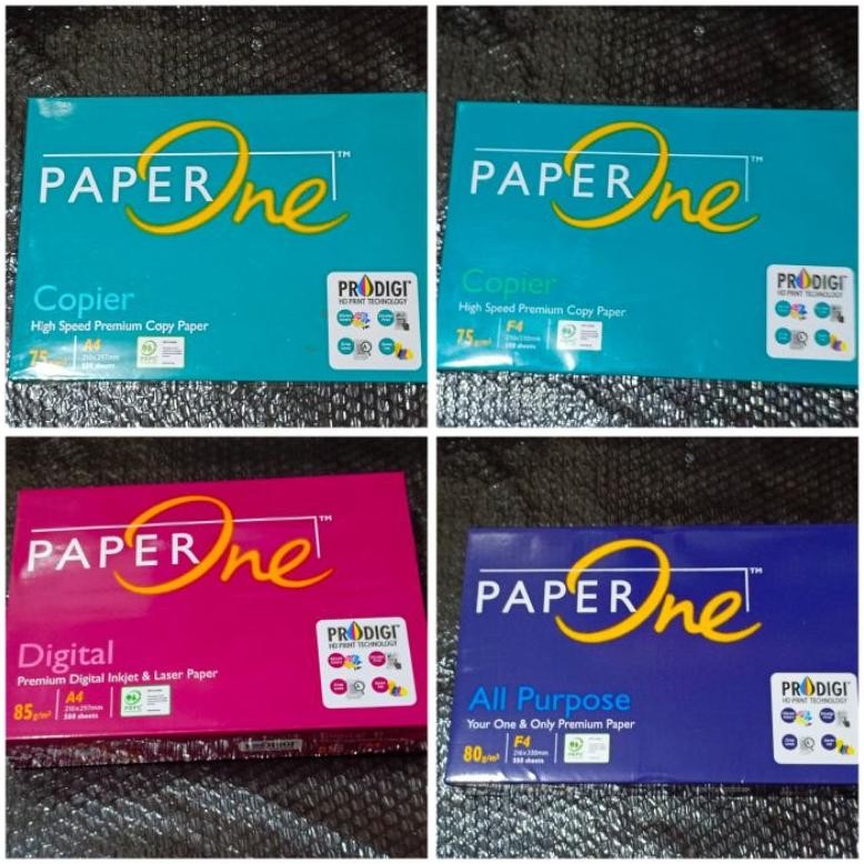 

KERTAS HVS A4 PAPERONE PAPER ONE A4/F4 75GR/80/85GR PRINT FOTOCOPY 1 RIM AST