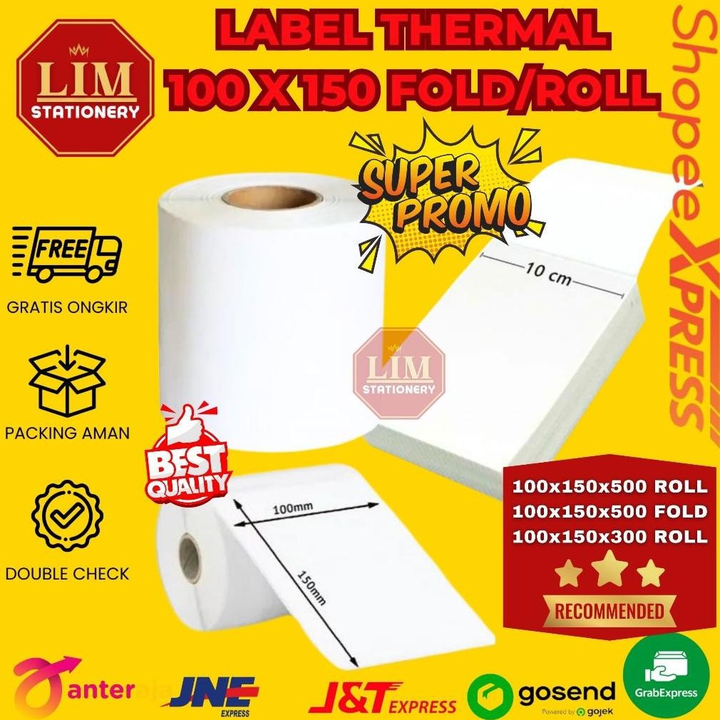 

LABEL THERMAL 100MM x 150MM x 500PCS MERK KUYA (1DUS/24ROLL) AST