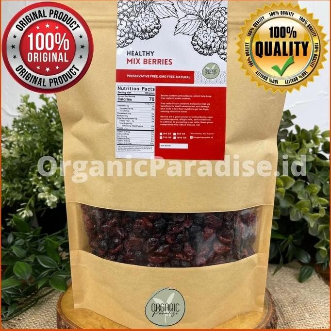 

Organic Paradise Mix Dried Fruit Berry 1 Kg / Buah Kering Mix Cranberry Blueberry 1 Kg Premium Import Usa Halal