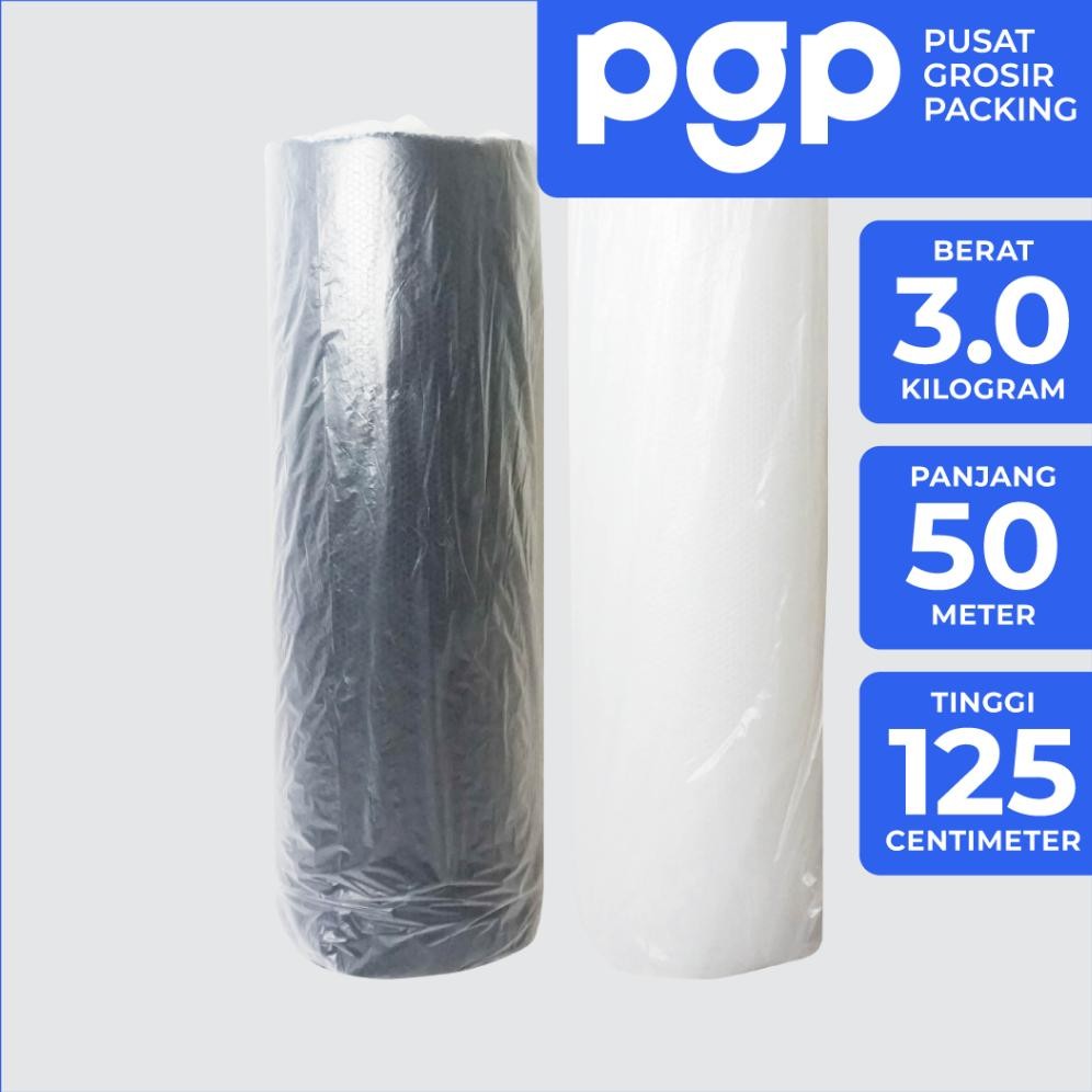 

Bubble Wrap Hitam / Bening 3.0KG 125CM X 50M - Dengan Core - Plastik Buble/Bubel Packing AST