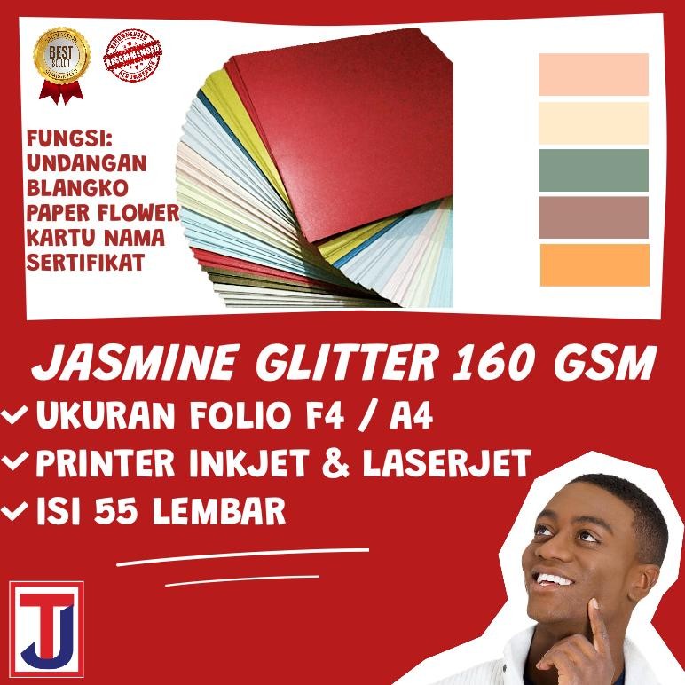 

KERTAS KARTON JASMINE 150 - 160 GRAM ISI 50 - 55 LEMBAR FOLIO F4 / A4 ( Paper Flower ) AST