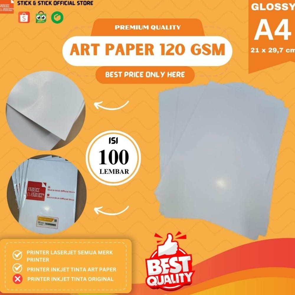 

Art Paper 120 gsm A4 isi 100 Lbr / Kertas Brosur Glossy AST