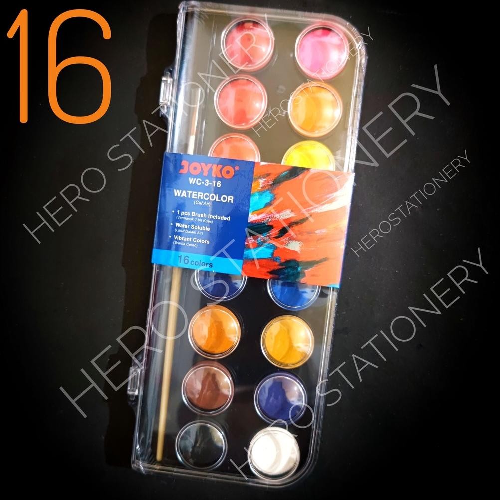 

Set cat air water color watercolor joyko 16 warna WC-3-16 AST