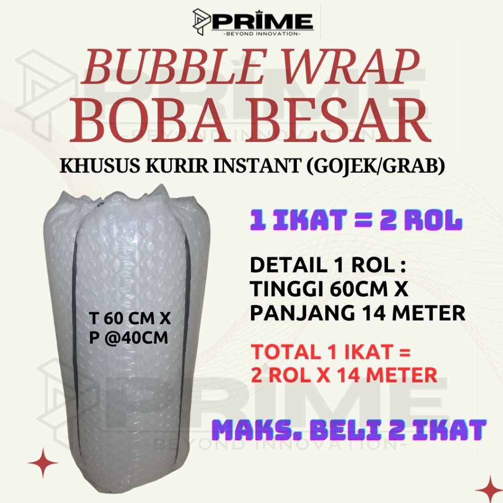 

BUBBLE WRAP BOBA BESAR - Tinggi 60CM X Panjang @40CM KHUSUS KURIR INSTANT AIR CUSHION ROLL PACKING PAKET PACKAGING TEBAL AST