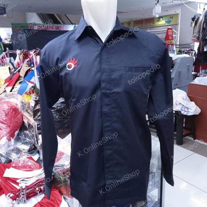 kemeja Telkom Seragam Telkom baju Telkom lengan panjang navy