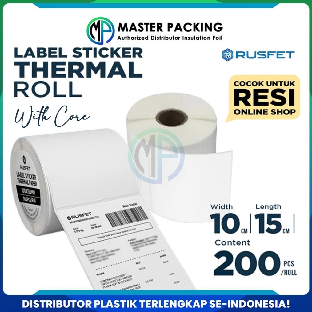 

Kertas Stiker Label Termal 10cm x 15cm - 200 Paper Thermal Sticker Printer Struk Kasir Rusfet ECER AST