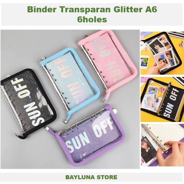 

Bayluna Binder A6 6holes Binder Transparan Glitter for Journal Planner AST