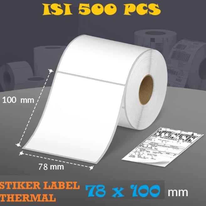 

Label stiker Thermal 78x100mm isi 500pcs Waterproof Sticker Label GAP Label Kertas 78mm x 100mm AST