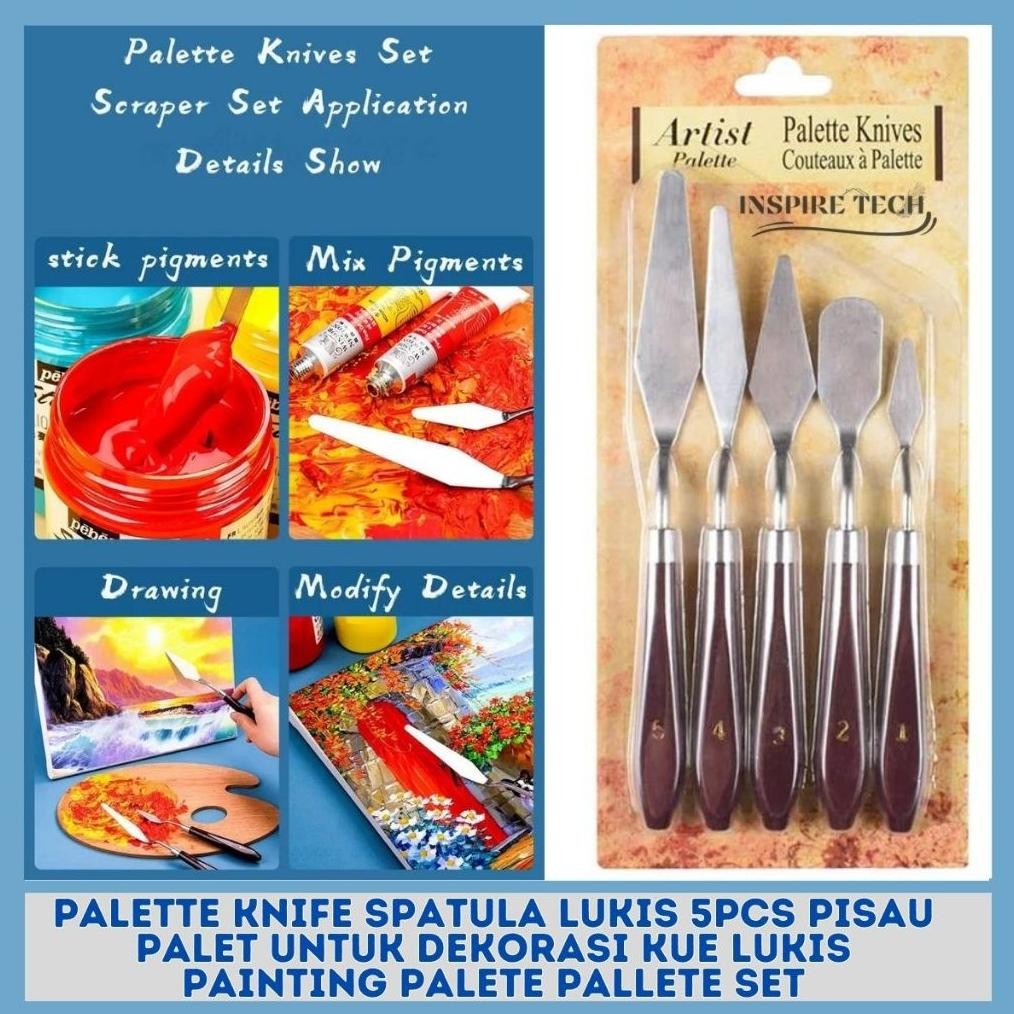 

Palette Knife Spatula Lukis 5pcs Pisau Palet Untuk Dekorasi Kue Lukis Painting Palete Pallete Set AST